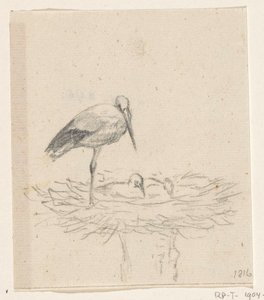 Storch auf dem Nest von Jean Bernard