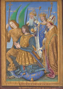 Ludwig XII. von Frankreich kniend im Gebet, begleitet von den Heiligen Michael, Karl dem Großen, Ludwig und Dionysius