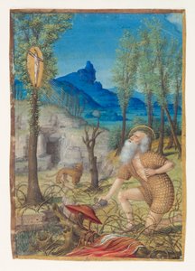 Der heilige Hieronymus in der Wüste, verso: Antiphonentext zu St. Gregor von Jean Bourdichon
