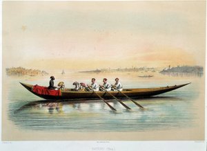 Osmanisches Reich „Ein Boot in Konstantinopel“ Aquarell von Jean Brindesi (1826-1888)