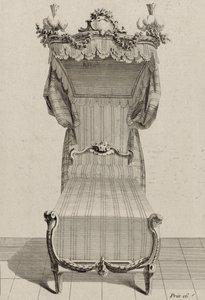 Lit à la Française, veröffentlicht Mitte der 1770er Jahre (Gravur auf Büttenpapier) von Jean Charles (after) Delafosse