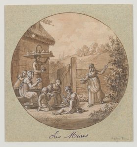 Entwurf für einen bemalten Porzellanteller, Les Mûres (Maulbeeren) aus dem Service des Objets de Dessert (Dessertservice) von Jean Charles Develly