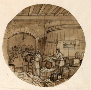 Entwurf für einen Porzellanteller, Brauereiinne für den Sevres Industrial Arts Service von Jean Charles Develly