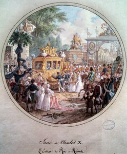 Einzug von König Karl X. in Reims, Mai 1825. Gravur von Jean Charles Develly