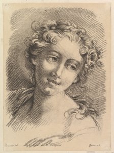 Kopf einer Frau, 1748-69 von Jean Charles François