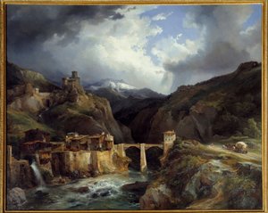 Dorf und Brücke von Crevola an der Simplonstraße von Jean Charles Joseph Rémond