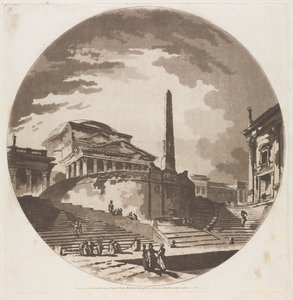 Ansicht der Rotunde mit Treppen am Tiber von Jean Claude Richard de Saint Non