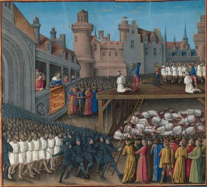 Massaker an den Sarazenen-Gefangenen, angeordnet von König Richard Löwenherz, 1191 von Jean Colombe