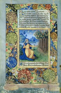 Ms Lat. Q.v.I.126 fol.25v Moses vor dem brennenden Dornbusch, aus dem Stundenbuch von Louis d