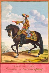 Porträt von Ludwig XIV. zu Pferd in der Schlacht von Cambrai, zweite Hälfte des 17. Jahrhunderts von Jean Dieu de Saint Jean