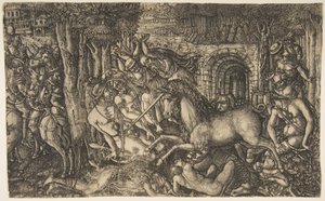 Ein König von einem Einhorn verfolgt, aus der Einhorn-Serie, ca. 1555