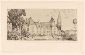 Zicht op een kasteel aan het water von Jean Emile Laboureur (signed by artist)
