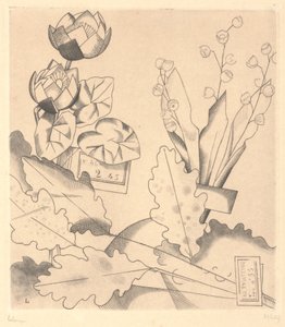 Künstliche Blumen: Seerosen und Maiglöckchen von Jean Emile Laboureur