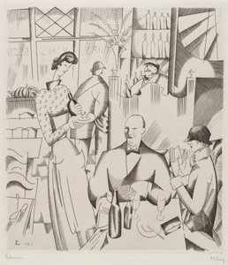 Dinner at the Bisto (Le diner chez le bistrot), 1923 (Gravur)