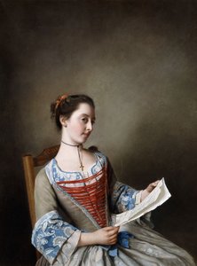 La Belle Liseus: Porträt von Miss Susanna Lewis, sitzend, im Kostüm einer Lyonnaiser Bäuerin von Jean Étienne Liotard
