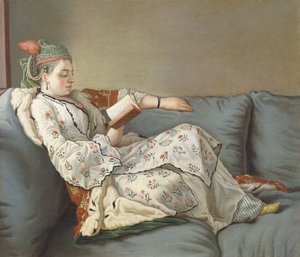 La Sultane Lisant, Eine Dame in türkischer Tracht, die auf einem Diwan liest