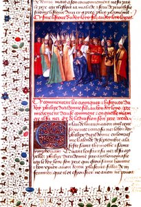 Krönung des französischen Königs Philipp II. August im Jahr 1179, um 1455-60 von Jean Fouquet