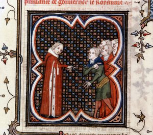 Étienne Marcel, ein Prévôt der Kaufleute von Paris, wird von König Johann II. dem Guten (1319-1364) von Frankreich aufgefordert, die „Grande Ordonance“ von 1357 zu respektieren und wegen seines Verhaltens getadelt, in den „Großen Chroniken von Frankreich“ 