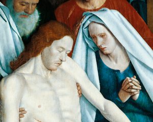 Frankreich, Nouans-les-Fontaines, St. Martins Kirche, Die Jungfrau und Christus, Detail aus Pietà von Jean Fouquet