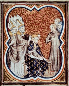 Das Horn von König Ludwig VI., genannt der Dicke (1081-1137). Miniatur aus „Les grandes chroniques de France“ von Jean Fouquet (1420-1481) 15. Jahrhundert von Jean Fouquet