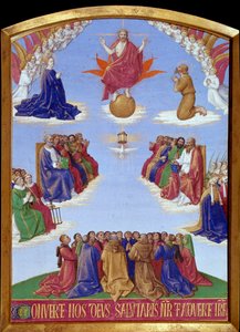 Pfingsten: die Himmelfahrt des Heiligen Geistes. Miniatur aus dem Stundenbuch des Etienne Chevalier von Jean Fouquet (1420-1477/1481)