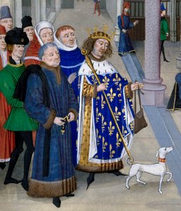 (Detail) Le roi saint Louis (Louis IX) appretant à partir outre mer. Miniatur aus Les Grandes Chronicles von Jean Fouquet, Paris, Bibliotheque de l