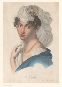 Frau mit goldenem Ohrring, Kette und weißem Schleier von Jean Francois Badoureau