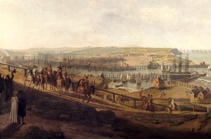 Kaiser Napoleon I. besuchte das Lager von Boulogne im Juli 1804 (Detail) von Jean Francois Hue