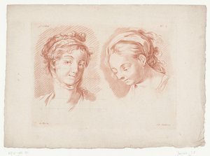 Zwei Frauenköpfe von Jean Francois Janinet