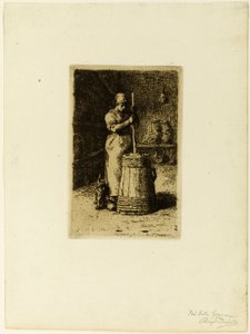 Eine Frau beim Buttern von Jean Francois Millet