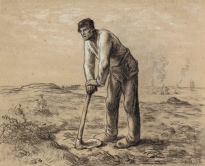 Mann mit einer Hacke, ca. 1860-62 von Jean Francois Millet