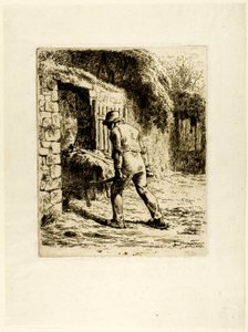 Bauer mit Schubkarre von Jean Francois Millet