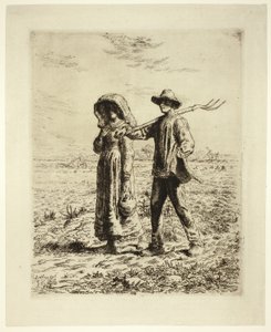 Bauern auf dem Weg zur Arbeit von Jean Francois Millet