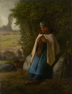 Hirtin sitzt auf einem Felsen, 1856