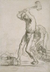 Zwei Bauern beim Sägen und Spalten von Holz, ca. 1850-1851 von Jean Francois Millet