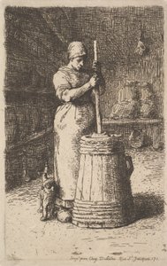 Frau beim Butterrühren, 1855-56 von Jean Francois Millet