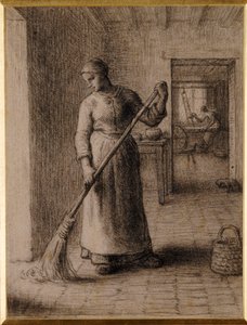 Frau fegt ihr Zuhause von Jean Francois Millet