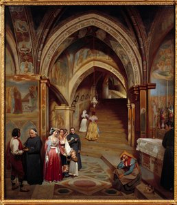 Ansicht der Kirche des Benediktinerklosters San Subiaco. Gemälde von Jean François Montessuy (1804-1876)