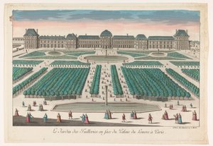 Ansicht des Jardin des Tuileries in Paris in Richtung des Palais du Louvre von Jean François Daumont