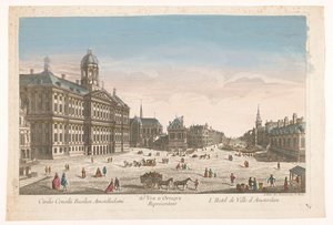 Ansicht des Rathauses und des Damms in Amsterdam