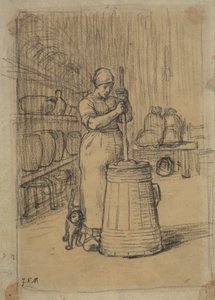 Studie für Frau beim Buttern von Jean Francois Millet