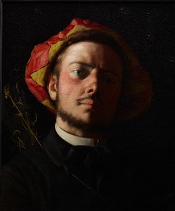Porträt von Paul Verlaine als Troubadour von Jean Frederic Bazille