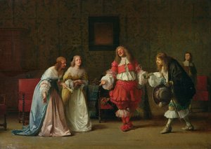 Mascarille stellt Jodelet Cathos und Madelon vor, 1865