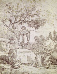 Ein italienischer Gitarrist spielt für drei tanzende Mädchen von Jean Honore Fragonard
