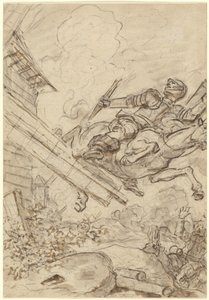 Don Quijote greift die Windmühle an