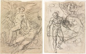Orpheus und Eurydike (recto); Figurenstudien (verso)