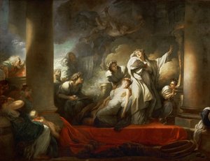 Der Hohepriester Coresus opfert sich selbst, um Callirhoe zu retten von Jean Honore Fragonard
