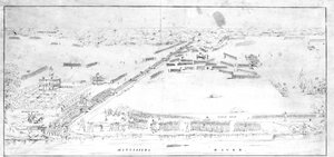Ansicht der Schlacht bei Chalmettes Plantage, 8. Januar 1815