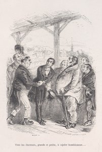 Alle Wähler, groß und klein, versammeln sich, um sich demütig zu überreden... aus den kleinen Elenden von..., 1843 von Jean Ignace Isidore Gérard