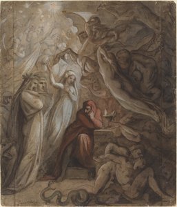 Dante, der über die "Göttliche Komödie" nachdenkt